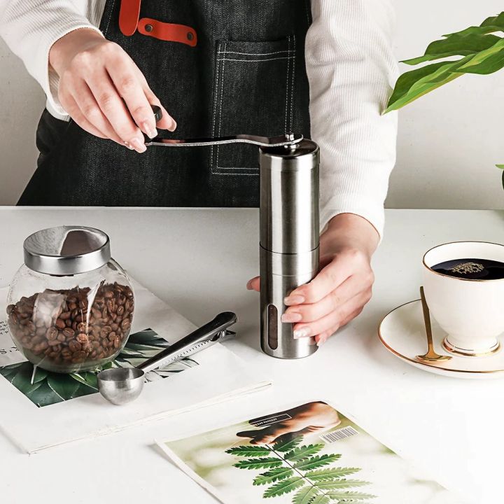 ชุดทำกาแฟสดเองที่บ้าน-ชุดชงกาแฟสด-moka-pot-กาต้มกาแฟ-3cups-150ml-ที่บดกาแฟแบบสแตนเลส-เตาแก๊สแค้มปิ้งพกพา