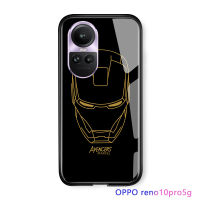 Serpens For OPPO Reno10 Pro 5G เคสโทรศัพท์ Marvl สำหรับเด็กผู้ชายซูเปอร์ฮีโร่สำหรับผู้ชาย Ironman Captain อเมริกา,เคสหลังกระจกนิรภัยกันกระแทกฝาปิดซิลิโคนนุ่มเคสมีขอบ