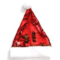 Christmas Hat Sequins Short Plush Xmas Hat Shiny Christmas Cap Decoration