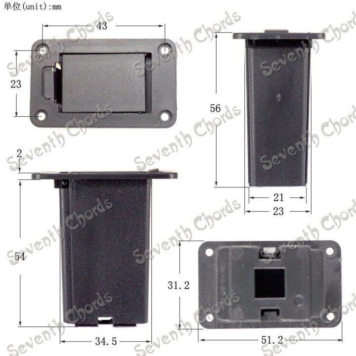 ฮัมบัคเกอร์กีตาร์พลาสติกสีดำ2ชิ้นกล่องแบตเตอรี่-picku-9v-ผู้ถือ-กรณีฝาครอบช่อง-lg-009