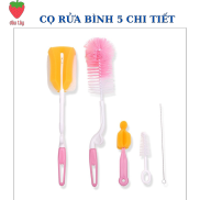 Cọ rữa bĩnh sữa rửa ống hút bình nước xoay 60 độ bộ 5 chi tiết tiện lợi vệ