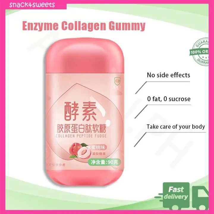 Snack Sweets Enzyme Collagen Gummy Candy Peach Strawberry Diet Soft