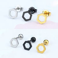 ต่างหูอินเดียต่างหูหกเหลี่ยม Mens Jewellery Stud Earring ของขวัญสแตนเลสส่วนบุคคลสำหรับผู้หญิง Assymetry Earrings