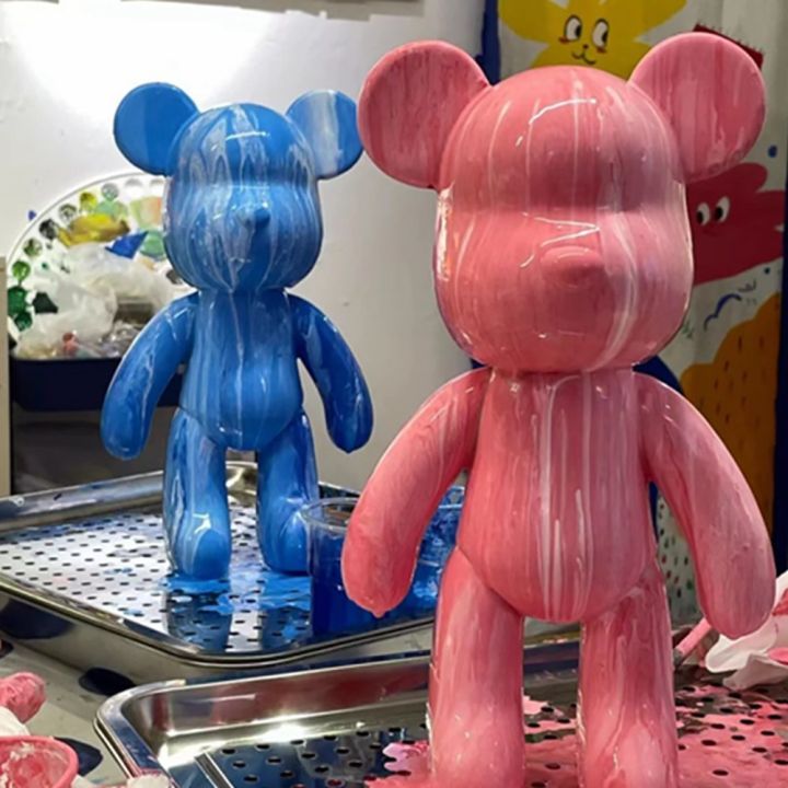 loose-หมีของเหลว-23cm-diy-bearbrick-ภาพวาดของเหลวหมีรุนแรง-tiktok-ของเล่นทำมือของตกแต่งบ้าน-ทาสีฟรี