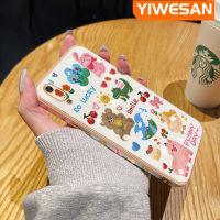 YIWESAN เคสสำหรับ Huawei Y6 Pro 2019ลายการ์ตูนสัตว์ขำขันวันขอบสี่เหลี่ยมเคสมือถือดีไซน์ใหม่บางลวดลายชุบด้วยกล้องฝาปิดเลนส์เต็มปกป้องเคสนิ่ม