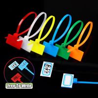 100Pcs 4*150mm Color Sign Cable Tie Tag Wire Network Cable Easy Mark Buckle Self-locking Zip Ties Nylon Label Sign Plate