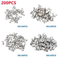 200Pcs Rivet Nuts M3 M4 M5 M6 Aluminum Alloy Rivnut Flat Head Threaded Rivet Insert Nutsert Cap Rivet Nut Hardware Parts