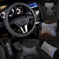 wenminr Spot Universal Rhinestone Interior Car Accessories Steering Wheel Cover Hand Brake Gear Cover or Head Pillow Waist Cushion Ca