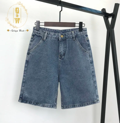 Glliya Wish กางเกงยีนส์ขาสั้นสำหรับผู้หญิง,กางเกงยีนส์ขาห้าส่วนเอวสูงสไตล์เกาหลีทรงหลวมสไตล์ญี่ปุ่นใหม่สำหรับฤดูร้อน
