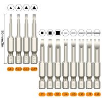 Tonsiki 12Pcs Multi Type Screwdriver Bit Set S2 Steel Magnetic Triangle Sqaure U Type Screwdriver Bit 50mm Impact Driver Drills