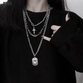 [PDBH Fashion Store] Mặt dây chuyền chữ thập Kim loại Chuỗi dài Punk Vòng cổ thời trang Phụ nữ Nam giới Quà tặng đồ trang sức