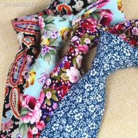 ▩℡ RBOCOTT New Design 8 cm Cotton Ties For Men Paisley Tie Floral Ties Mens Classic Necktie Business Wedding Party Neckwear