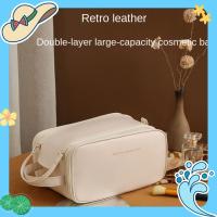 JANNERSATI Tas Kosmetik หนัง PU กันน้ำอเนกประสงค์เก็บของผู้หญิง,อุปกรณ์จัดระเบียบเครื่องสำอางความจุขนาดใหญ่