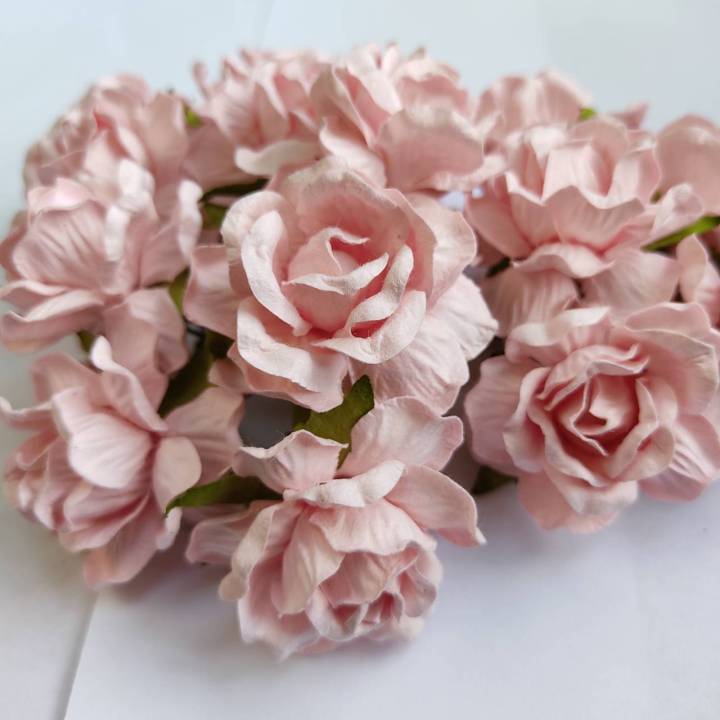 5-ดอก-ชมพูพาสเทล-ดอกไม้กระดาษ-ดอกไม้ประดิษฐ์-ดอกกุหลาบ-45-มม-มีหลายสี-ดอกไม้กระดาษสา-ดอกไม้ทำมงกุฎ-พร้อมส่ง