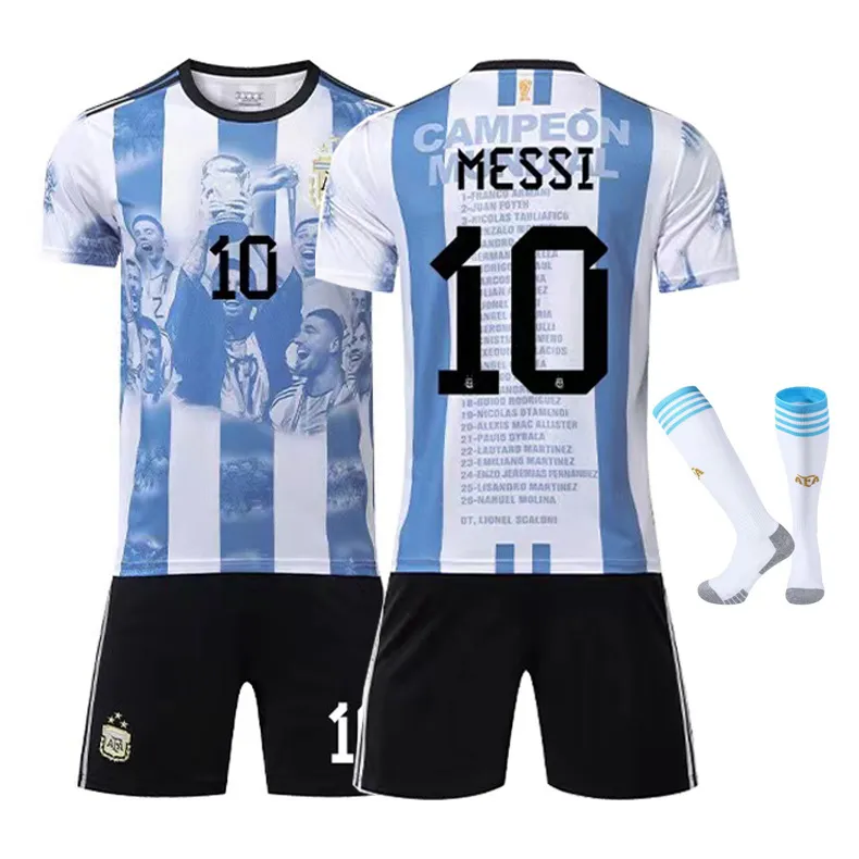 Mens Argentina 3-Star Campeon Mundial Commemorative Jersey