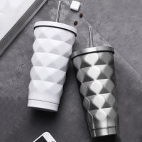 stainless steel insulated cup Vacuum Flasks Thermos 500ml Insulated Thermos Car Coffee Mug Travel Drink Bottle with Straw