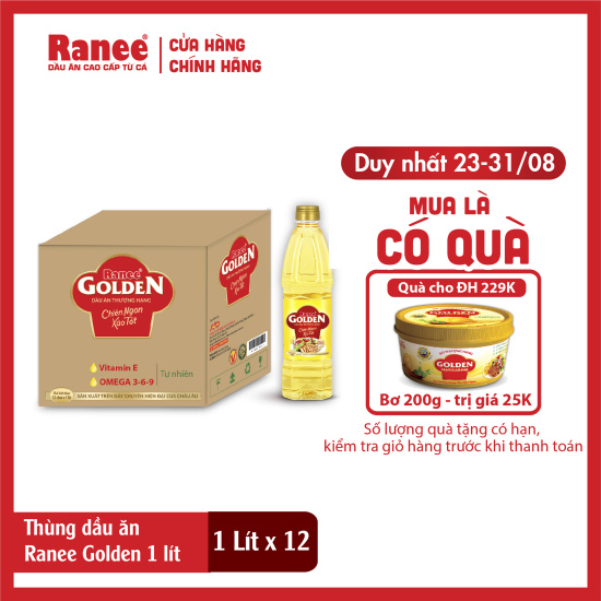 Thùng dầu ăn ranee golden 1 lít 1 lít x 12 chai - ảnh sản phẩm 1