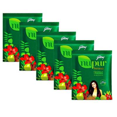 เฮนน่า Nupur Mehndi Henna powder ย้อมผมปิดผมหงอก เฮนน่า 100กรัม (5ซอง )