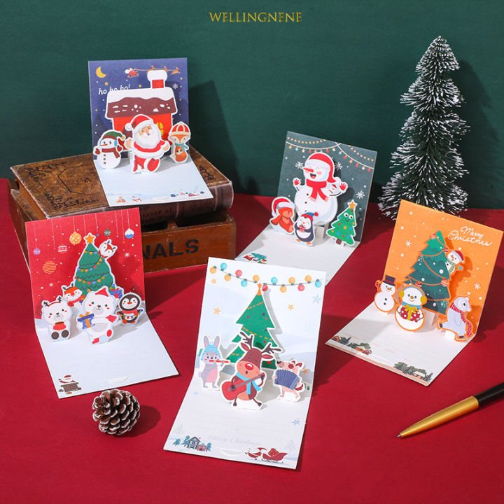 การ์ดอวยพร3d-สุดสร้างสรรค์ทำมือ1ชิ้นบัตรของขวัญอวยพรแบบ-diy-บัตรอวยพรคริสต์มาส