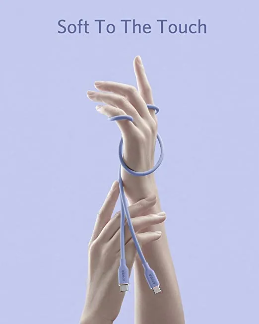 Anker Powerline III Flow, 100W, USB C to USB C Cable 100W, Type C Charging Cable Fast Charge for MacBook Pro 2020, iPad Pro, iPad Air, Galaxy S20, Pixel, Switch, LG, and More