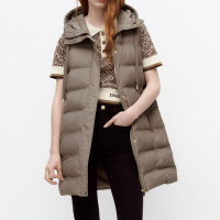 Women 2021 Autumn Fashion Zip-up Padded Hooded cotton jacket Vest Coat Vintage Side pocket sleeveless Female Waistcoat Chic Tops