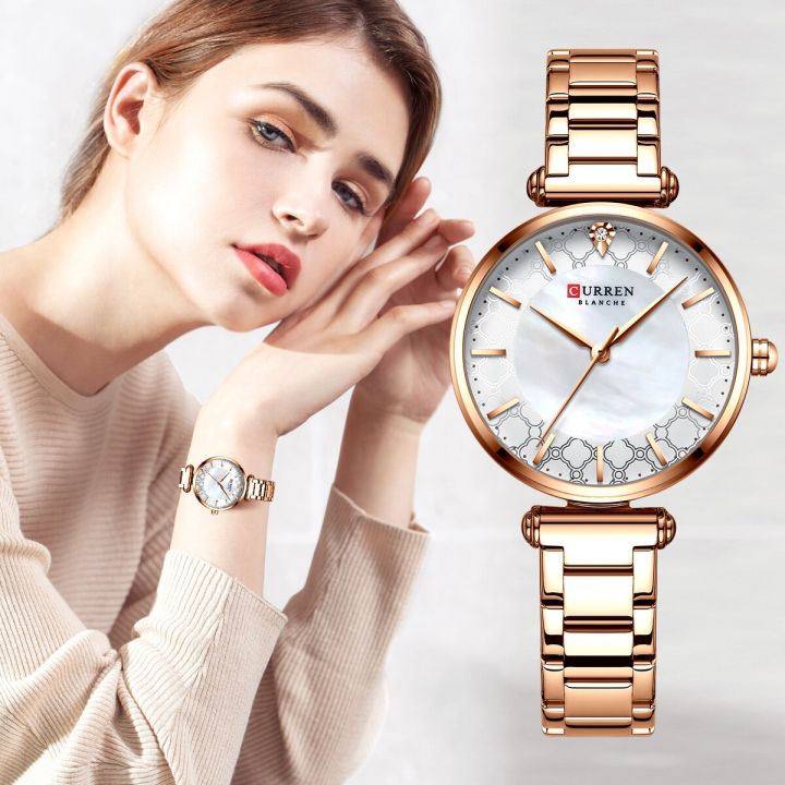 นาฬิกาข้อมือหรูหรากันน้ำสำหรับแฟชั่นสำหรับผู้หญิงผู้หญิงสีโรสโกลด์สายเหล็กนาฬิกาข้อมือนาฬิกา-relogio-feminino-นาฬิกาข้อมือผู้หญิง