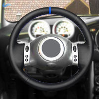 For Mini Coupe 2001-2006 Convertible 2004-2008 For Mini R50 R53 R60 Car Steering Wheel Cover Trim Black Leather with blue strip Steering Wheels Access