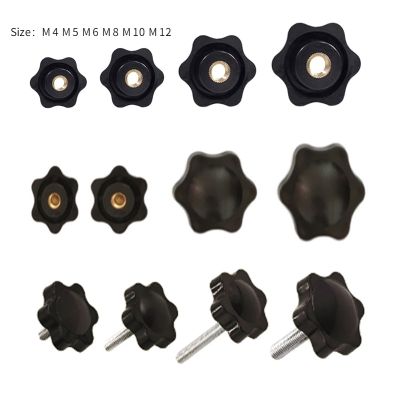 5Pcs M4 M5 M6 M8 M10 M12 Plum Bakelite Hand Tighten Nuts Screw   Black Thumb Nuts Screw Clamping Knob Manual Nuts Screw Nails Screws Fasteners