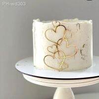 New Gold Love Wedding Cake Topper Gold Heart Shape Acrylic Cake Topper for Anniversary Wedding Birthday Party Cake Decorations