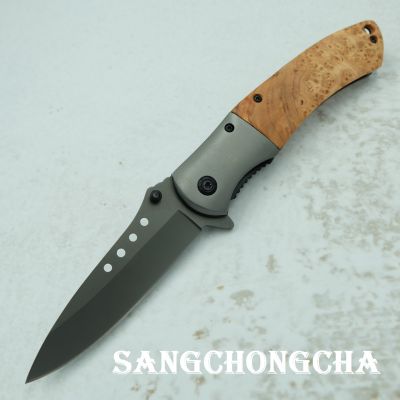 Sangchongcha มีดพับ มีดพกพา มีดพกเดินป่า มีดเดินป่า มีดแคมป์ปิ้ง มีดป้องกันตัว มีดพกสวยๆ มีดพกทหาร ยาว 8.2 นิ้ว พร้อมระบบดีดใบมีด Folding knife, Camping knife, Outdoor knife, Survival knife CM009-NC