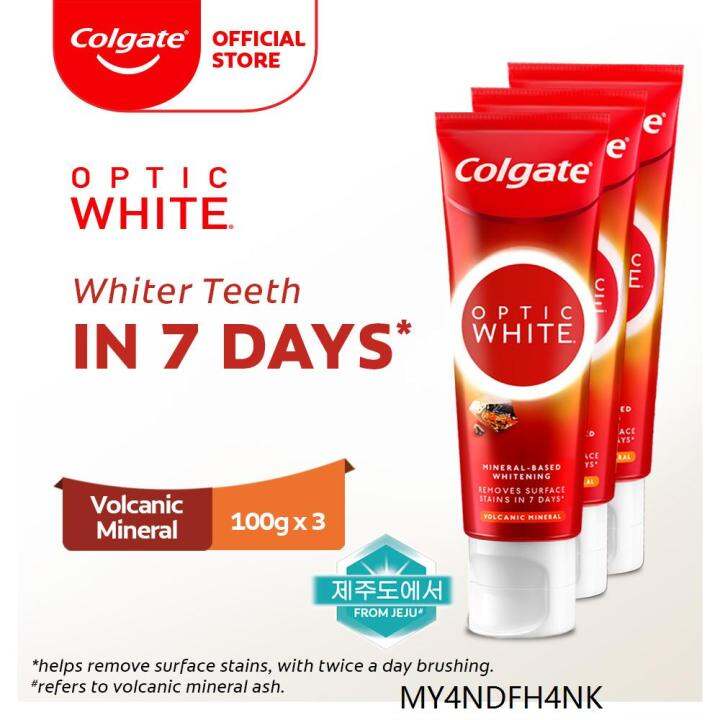 Colgate Optic White Volcanic Whitening Toothpaste (100g x 3) | Lazada