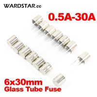 10pcs Glass Tube Fuse 6x30mm 0.5A 1A 2A 3A 4A 5A 6A 7A 8A 10A 15A 20A 30A /250V Fast Quick Blow Fuses