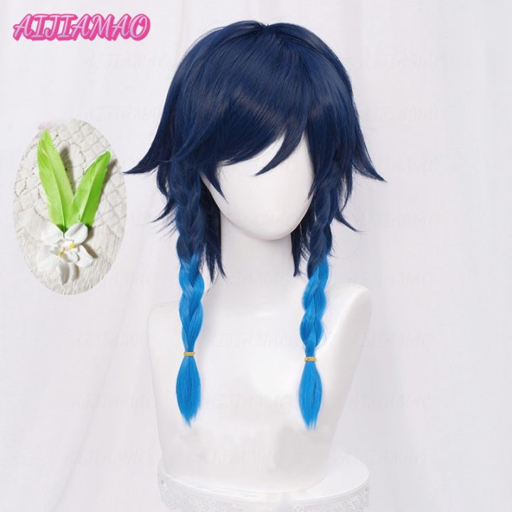 genshin-impact-venti-cosplay-wig-unisex-50cm-blue-wig-cosplay-anime-cosplay-braid-wigs-heat-resistant-synthetic-wigs-halloween