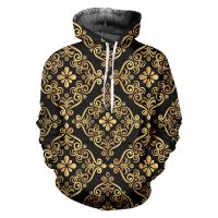 2023 style  New Baroque Court  Hoodies Mens 3d Printed Crown Golden Flower Luxury Sweatshirts Women Plus Size Pullover Streetwear，can be customization