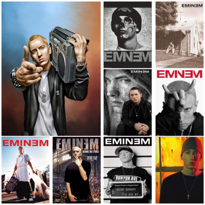 Eminem นักร้องผ้าใบศิลปะโปสเตอร์และผนังศิลปะภาพพิมพ์ที่ทันสมัยครอบครัวห้องนอนตกแต่งโปสเตอร์