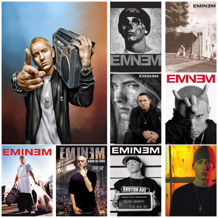 eminem-นักร้องผ้าใบศิลปะโปสเตอร์และผนังศิลปะภาพพิมพ์ที่ทันสมัยครอบครัวห้องนอนตกแต่งโปสเตอร์