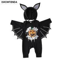 Halloween Costume Toddler Baby Boys Girls Black Romper Infant Jumpsuits Cute Bat Wing Sleeve Pumpkin Printed Pattern Clothes