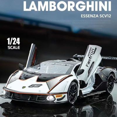 1:24/1:32ล้อแม็ก D iecast รถโมเดลสำหรับ Lamborghini SC V12,ดึงกลับยานพาหนะรุ่นรถยนต์ของเล่นสำหรับเด็ก3-12ปีของขวัญผู้ใหญ่คอลเลกชันรถรุ่นที่มีแสงแ