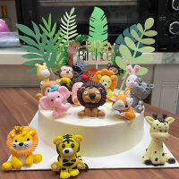 Jungle Safari สัตว์เค้ก Topper ตกแต่งสำหรับ Boy Girl Wild One 1st Birthday Party Supplies ไม่จำเป็นต้องปั้นตกแต่ง-ranguaexeng