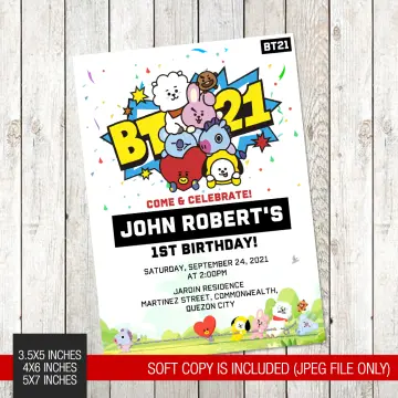 Pin on BT21 / BTS Theme Birthday Invitation