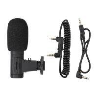 3.5mm Real-Time Monitoring Recording Microphone with 1/4 Screw Condenser Microphone for Phone Camera Vlog Interview