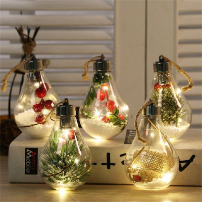 Light Bulb Pendant Christmas Tree Pendant Transparent Hanging Ornament Balls LED Christmas Balls Christmas Decoration Supplies