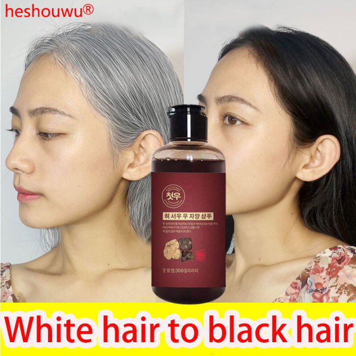 【Natural blackening】He Shou Wu Shampoo 300ml High-efficiency white hair ...