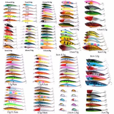 【LZ】✾  Aorace Mixed Fishing Lure Kits Crankbait Minnow Popper VIB Soft Lure Bass Baits wobbler Set Lifelike Fake Fishing bait Tackle