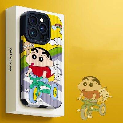 ♣ เคสโทรศัพท์มือถือหนังแกะ แบบนิ่ม ลายการ์ตูนชินจัง กันกระแทก สําหรับ Iphone 12 13 6 7 8plus XR Xmax14 PRO max 11Pro