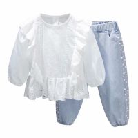 New Spring Autumn Kids Girl Clothing Sets Fashion Baby Girl Clothes Suits Cotton Childrens Clothing T-shirt+ Denim pants