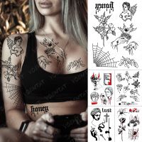 Waterproof Temporary Tattoo Sticker Spider Web Cupid Angel Jesus Old School Flash Tatto Women Gun Rose Body Art Fake Tattoos Men