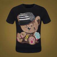 2022 Tshirt Mens Wear Trend Bear Color Hot Drill Funny Half Sleeve Tshirt Men