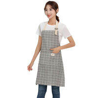 Fashion Plaid Apron Kitchen Apron Restaurant Grid Bib Dress Men Women Sleeveless Pinafore Kitchen Accessory Home Cleaning Tools