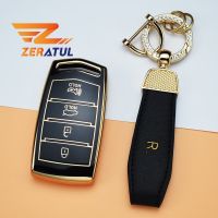 4 Buttons TPU Car Key Case Cover Shell Fob Holder for Hyundai Genesis G70 G80 G90 2017-2020 Auto Keychain Protector Accessories Key Chains